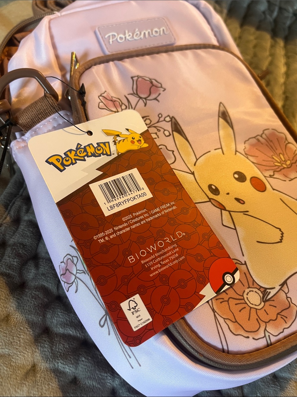 Pokemon Pink and Yellow Pikachu Floral Crossbody Bag NWT - Picture 5 of 5